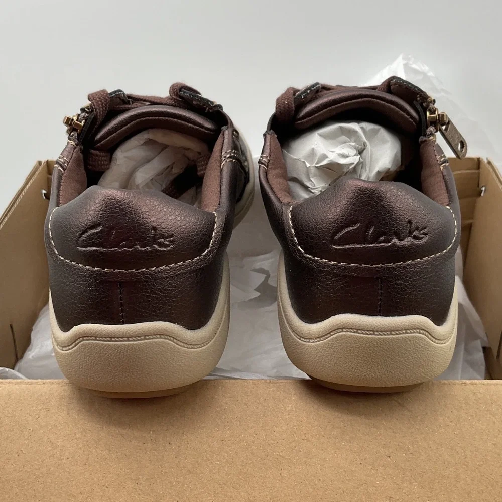 Clarks Bryianne Bayla Bronze Metallic Zip Fashion Sneakers Womens 5.5 M 26184077